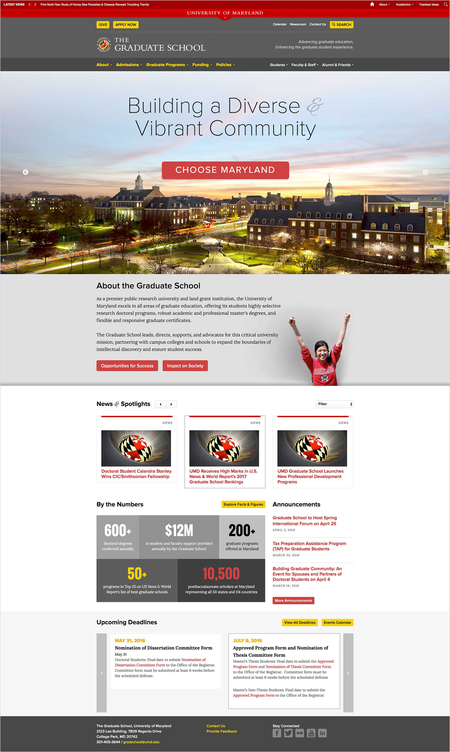 UMD Grad School Responsive Homepage